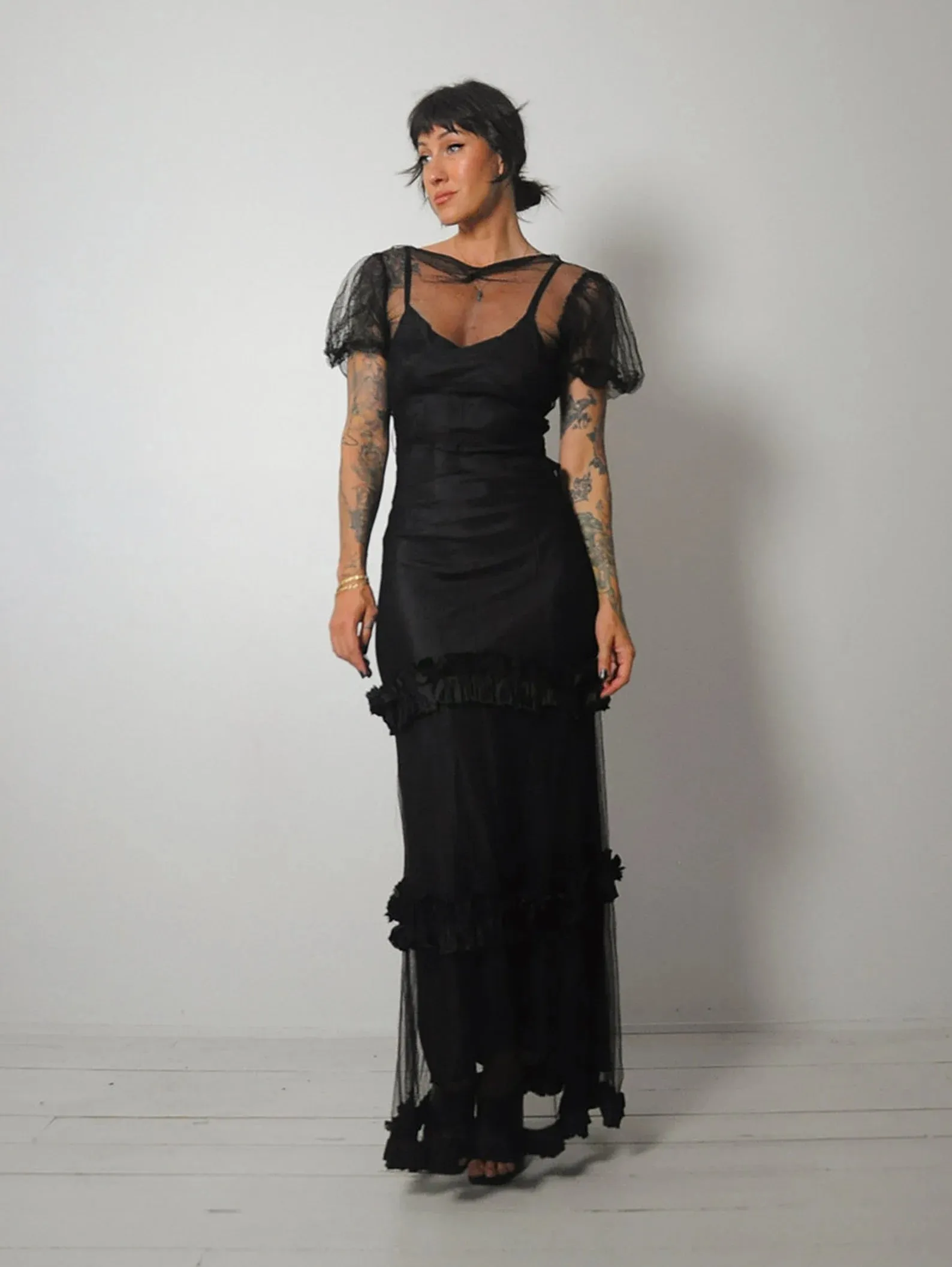 1930's Open Back Mesh Dress