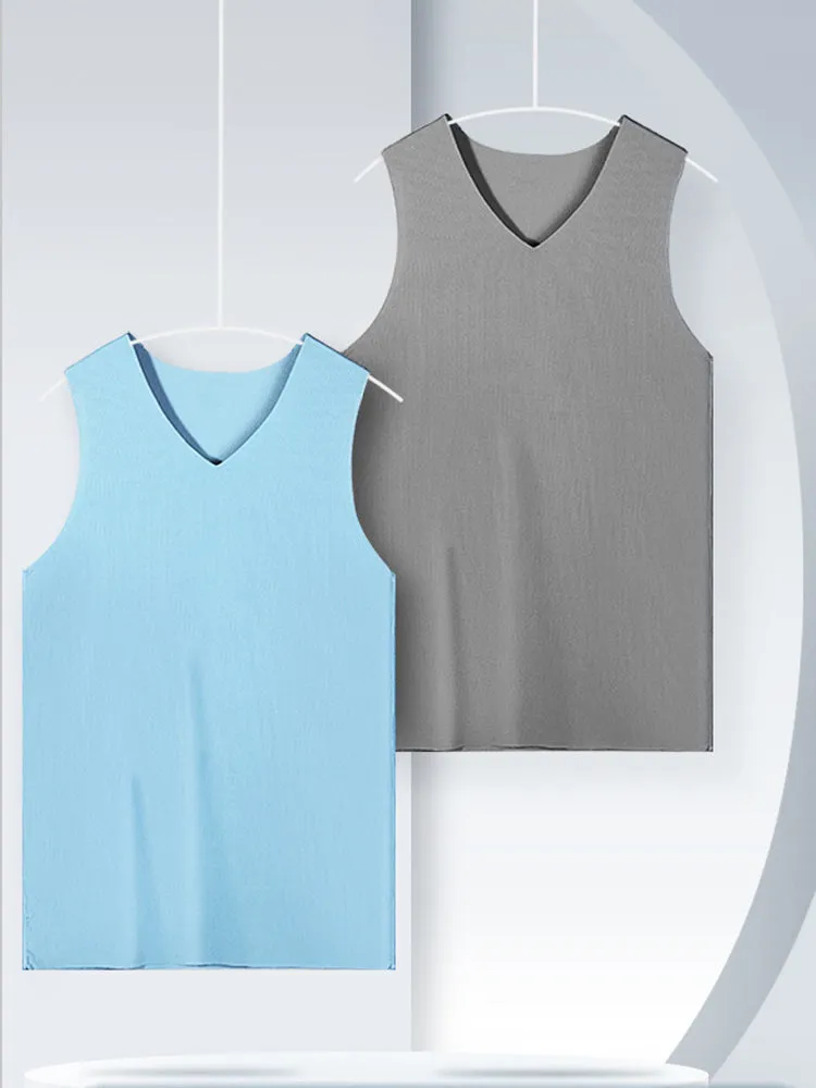 2 Pack Men’s Ice Silk Seamless Quick-dry Tanks