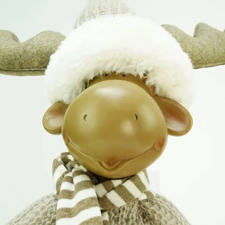24.75" Gray and Beige Standing Moose Christmas Tabletop Figurine