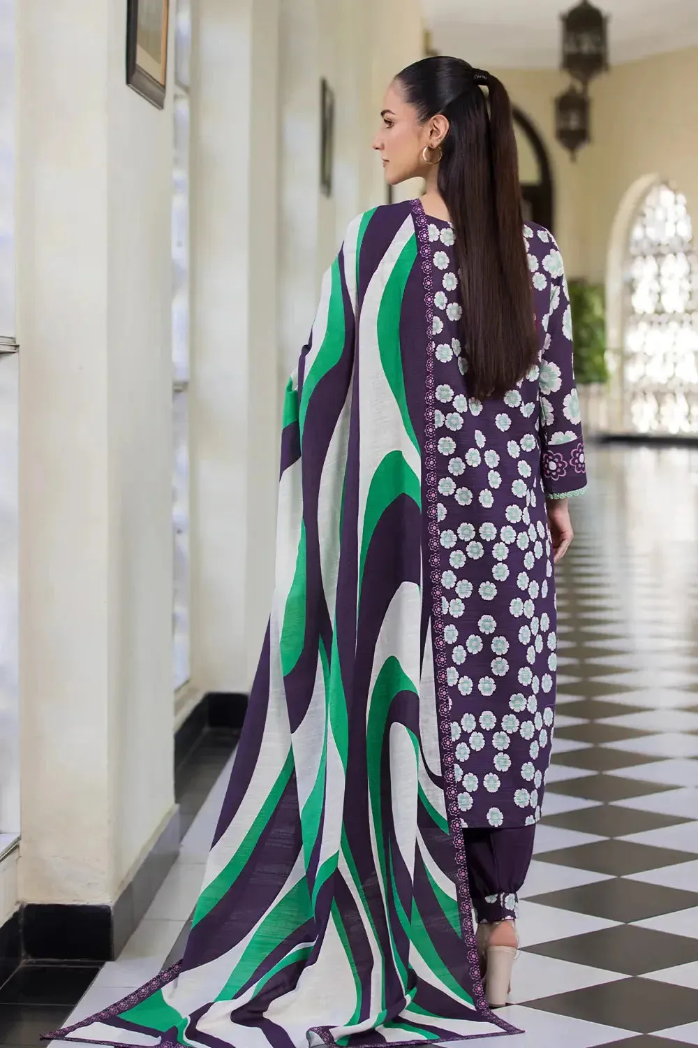 3PC Printed Unstitched Khaddar Suit KKH-2883