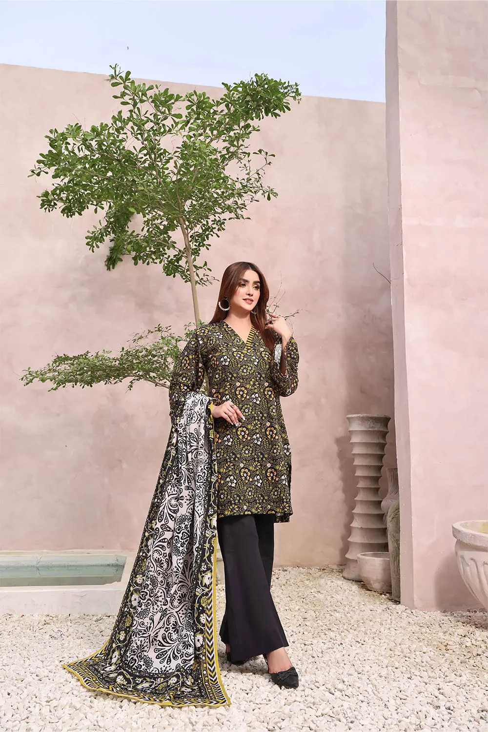 3PC Unstitched Khaddar Suit KKH-2366