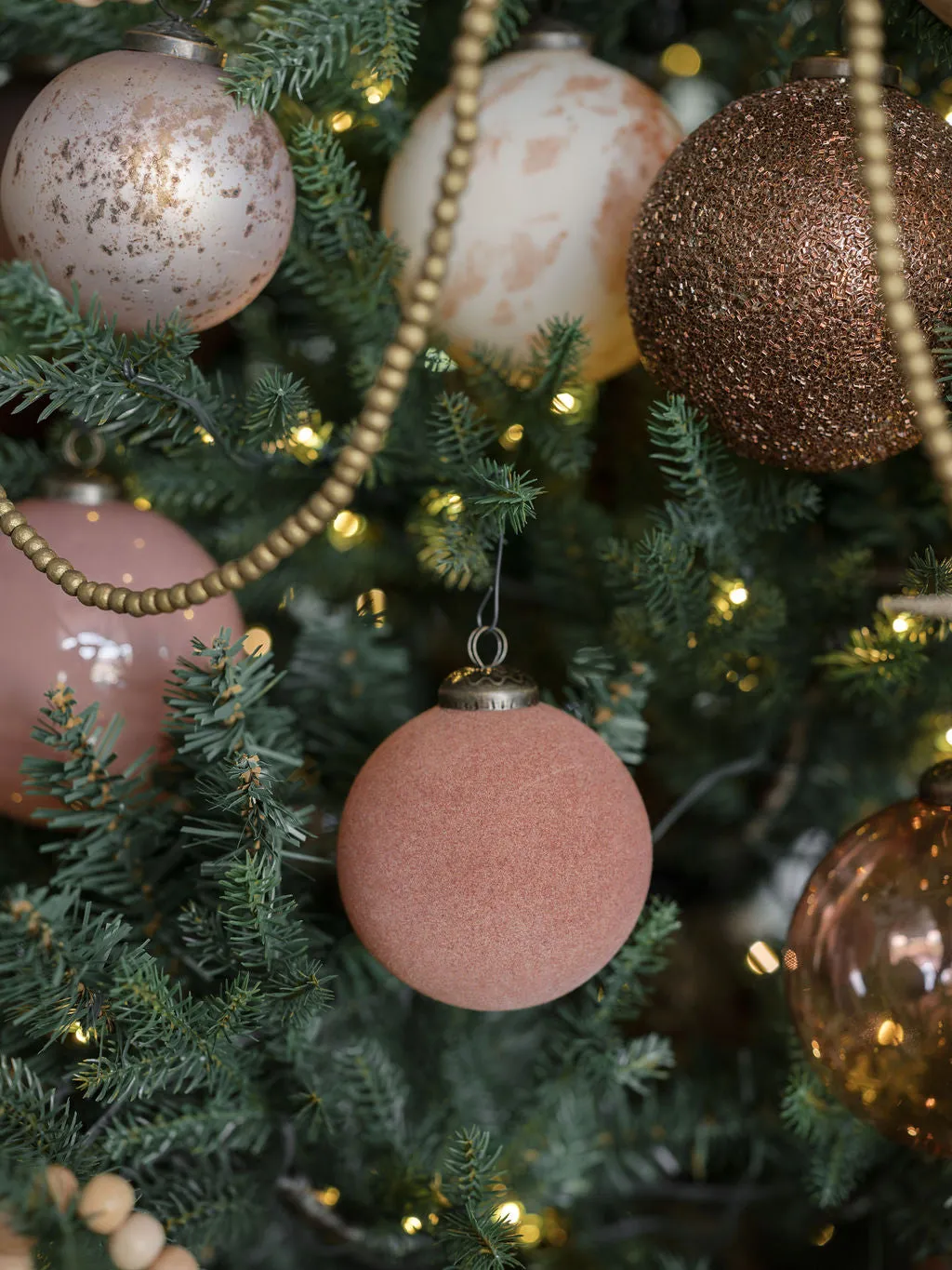 3" Flocked Vintage Rose Glass Ornament