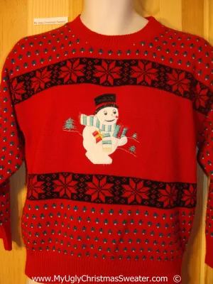 80s Style Snowman Christmas Sweater
