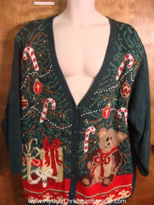 80s Teddy Bear Under the Tree Ugly Christmas Sweater