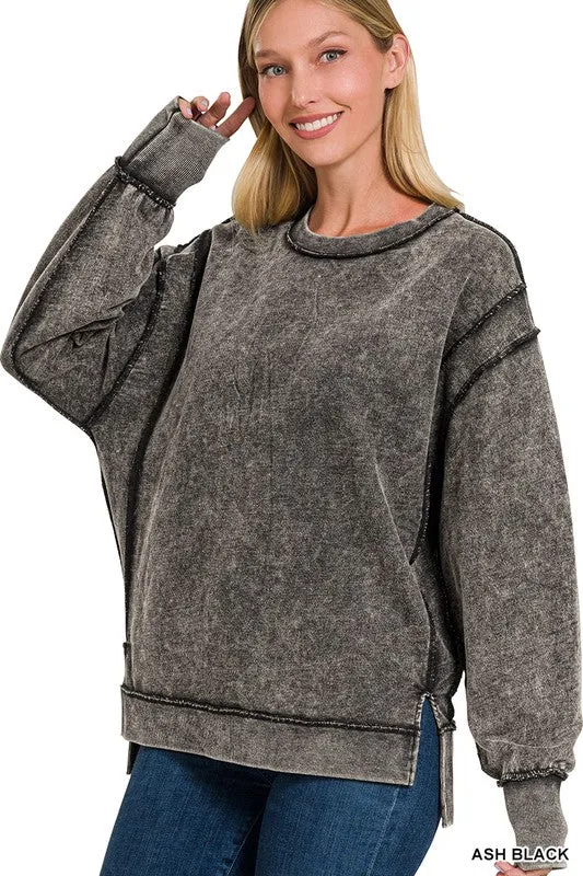 Acid Washed Exposed Seam Sweatshirt