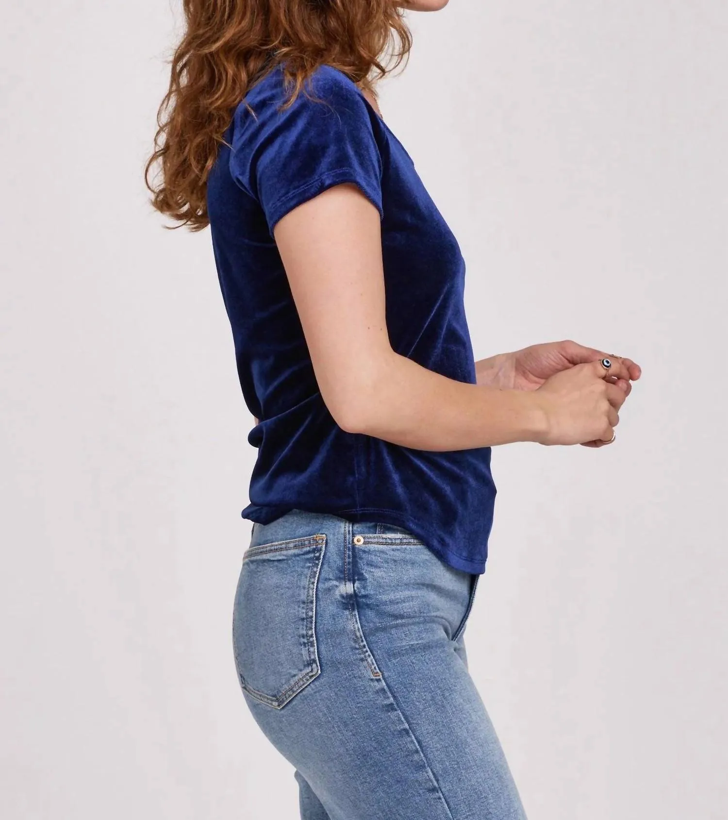 Aimee Short Sleeve Velvet Top