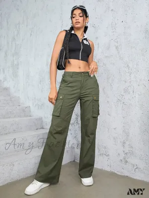 Amy Fashion - High Waist Straight Trousers