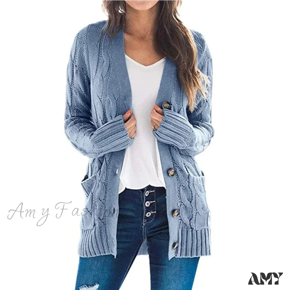 Amy Fashion - Long Sleeve Cable Loose Winter Tops Sweater