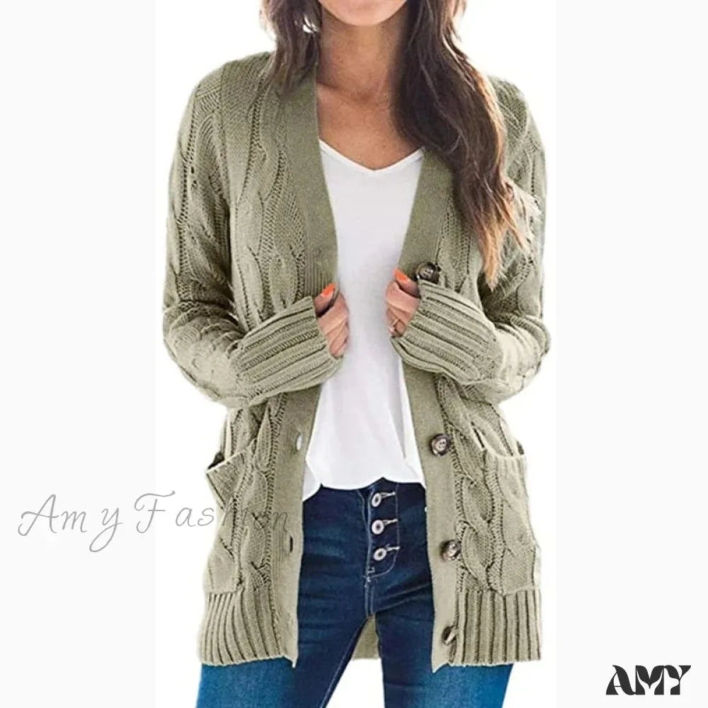 Amy Fashion - Long Sleeve Cable Loose Winter Tops Sweater