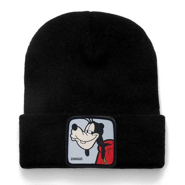 Anime Cartoon Cotton Casual Beanies for Men Women Warm Knitted Winter Hat Fashion Solid