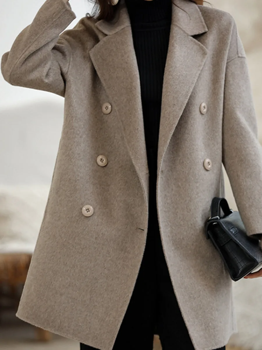 Autumn and Winter Fashion Double-breasted Long Coat
