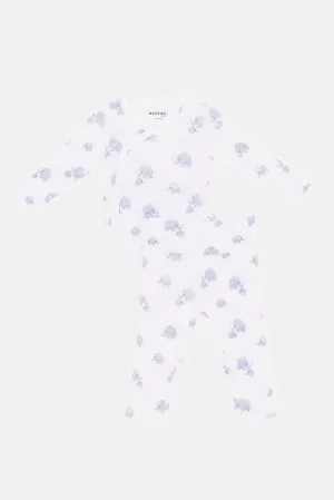 Babies White Printed Bodysuit And Leggings Set
