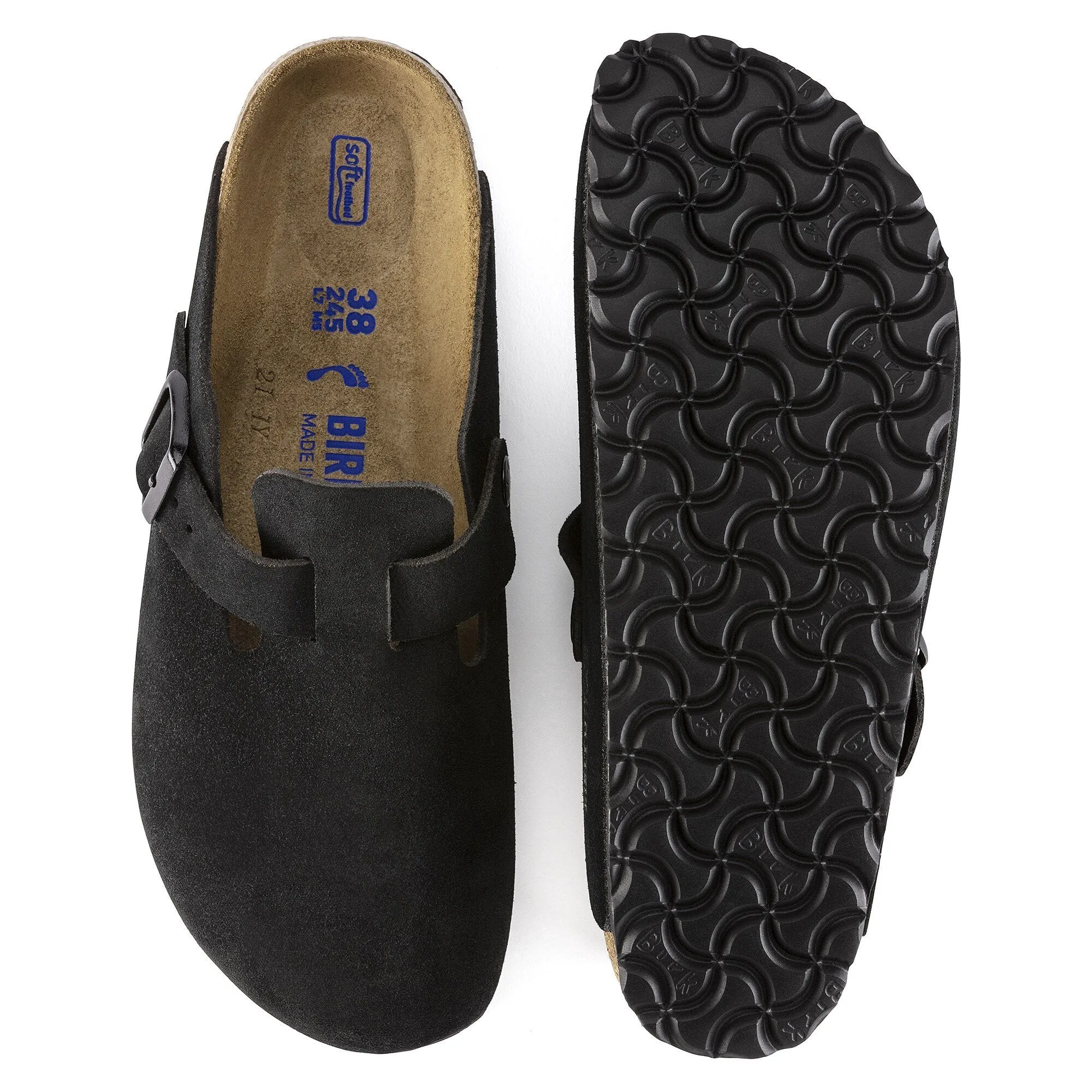 Birkenstock Womens Boston Soft Footbed Suede Leather Black