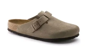 Birkenstock Womens Boston Soft Footbed Suede Leather Taupe