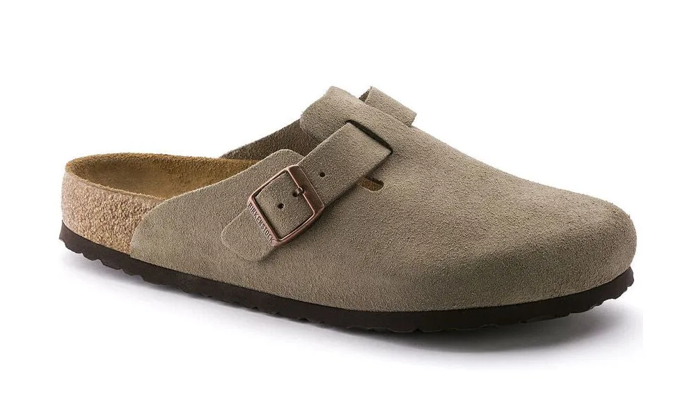Birkenstock Womens Boston Soft Footbed Suede Leather Taupe
