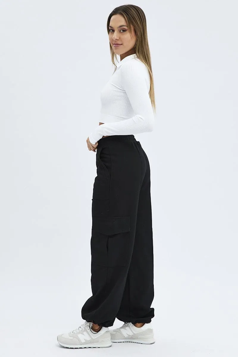 Black Cargo Track Pants
