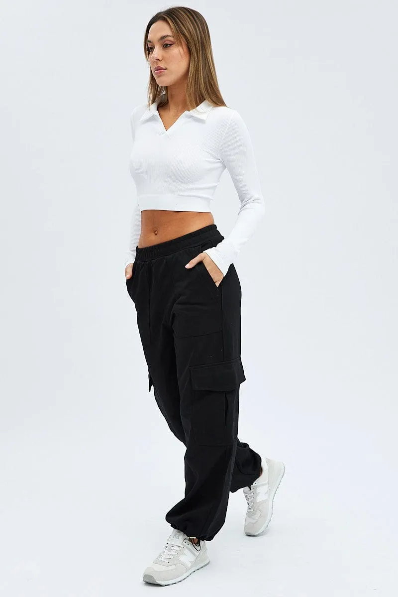 Black Cargo Track Pants