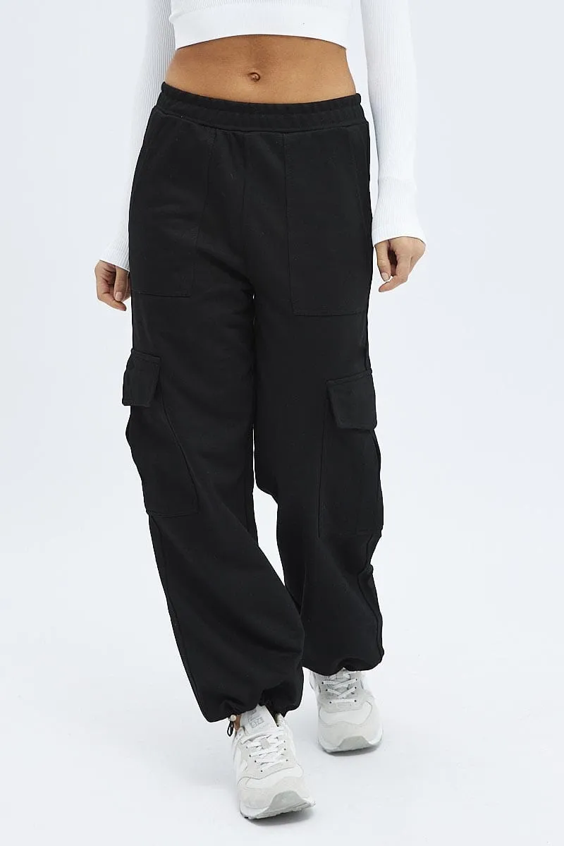 Black Cargo Track Pants