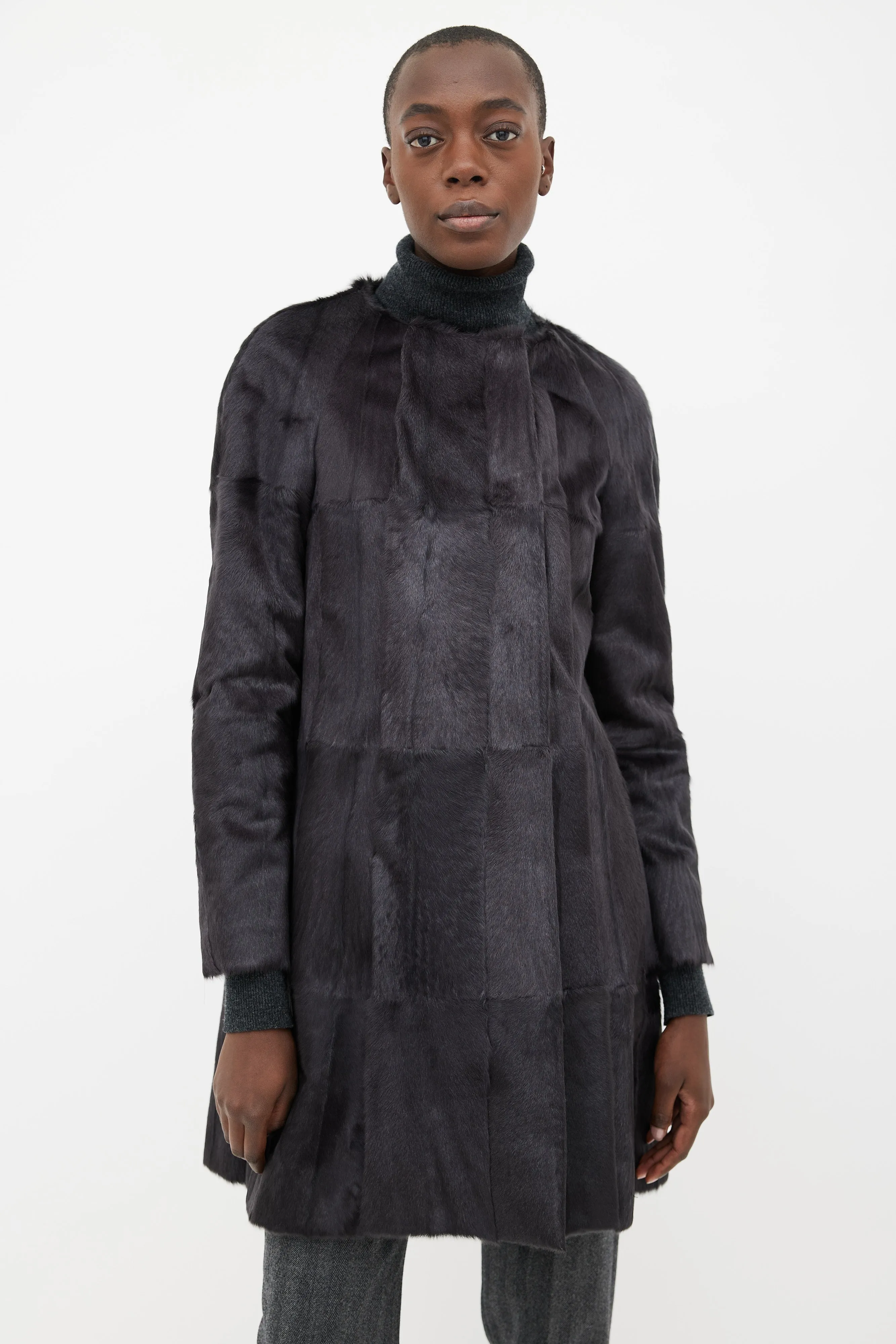 Black Fur Open Coat