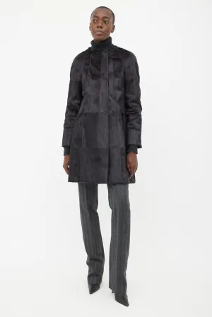 Black Fur Open Coat