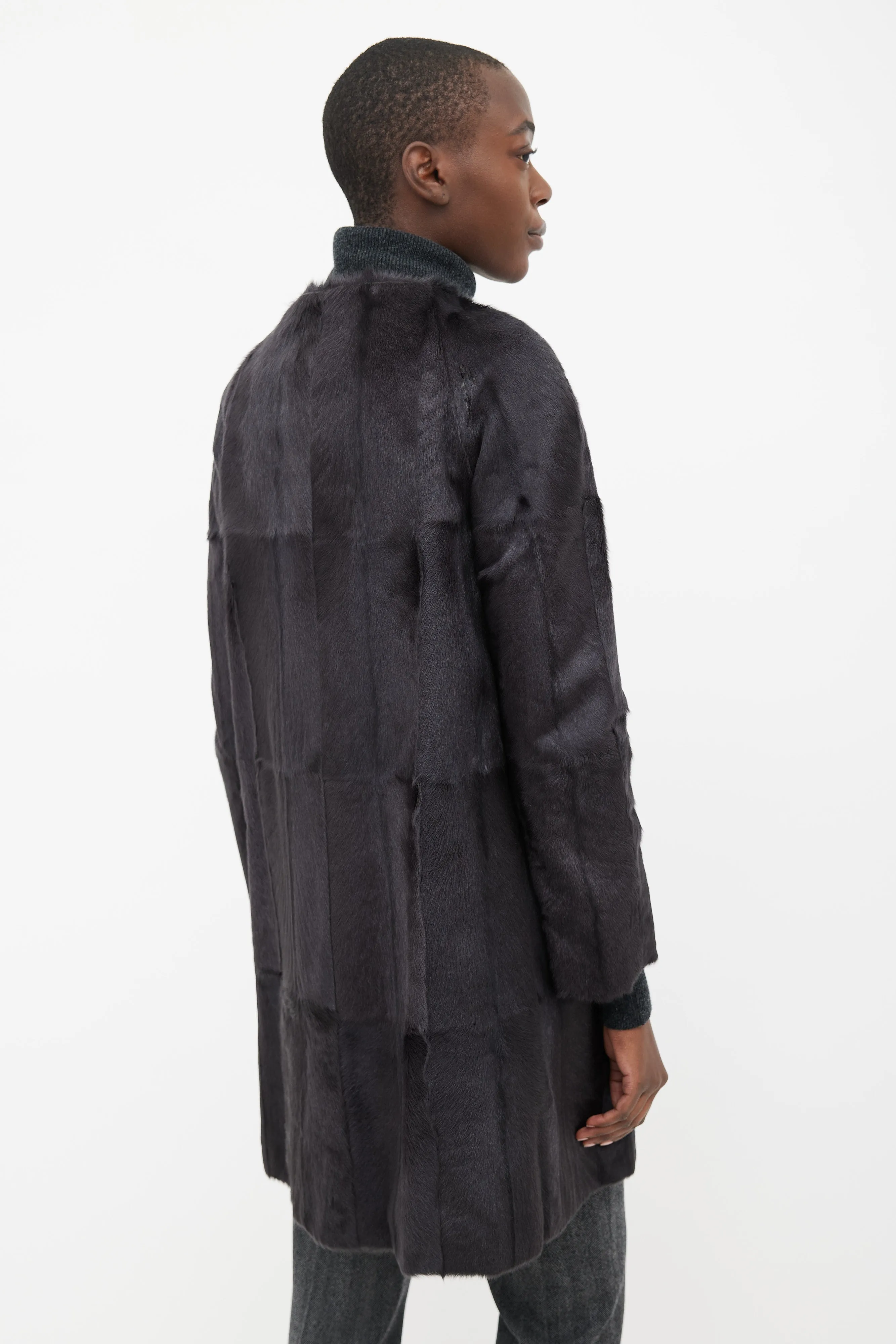 Black Fur Open Coat