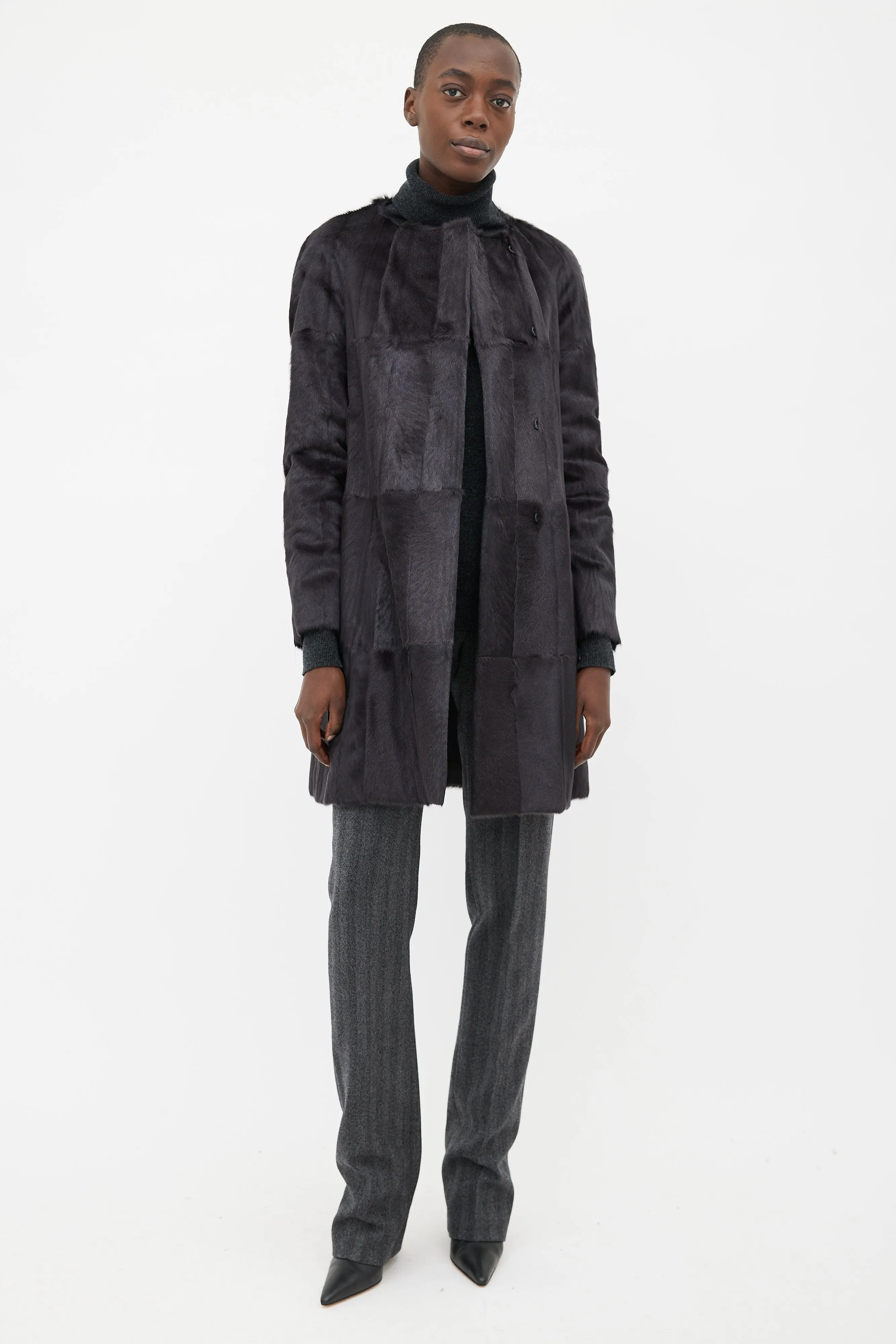 Black Fur Open Coat
