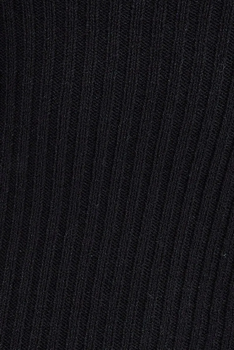 Black Knit Dress Long Sleeve Scoop Neck Mini