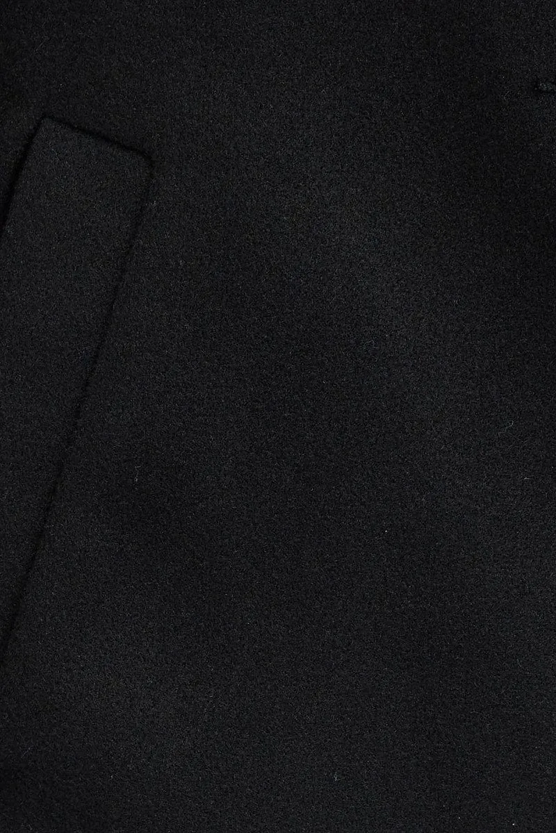Black One Button Coat Knee Length
