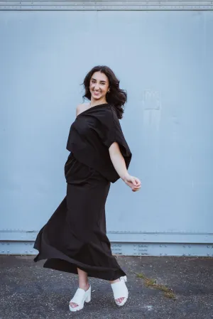 Black One Shoulder Maxi Dress