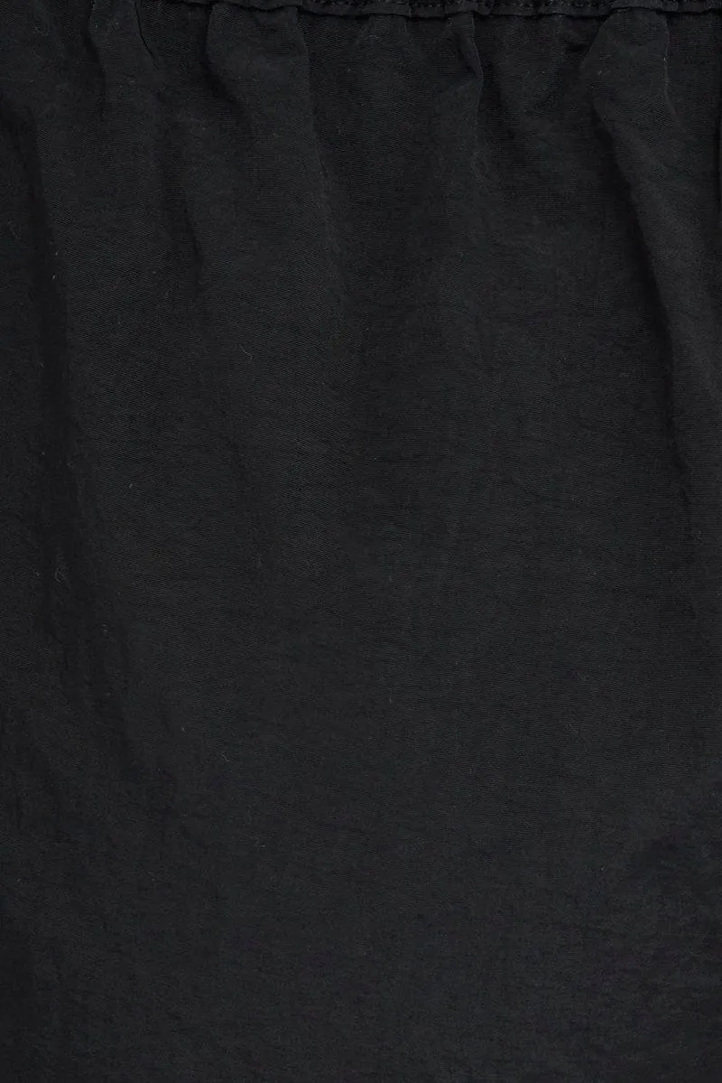 Black Parachute Cargo Pants Low Rise