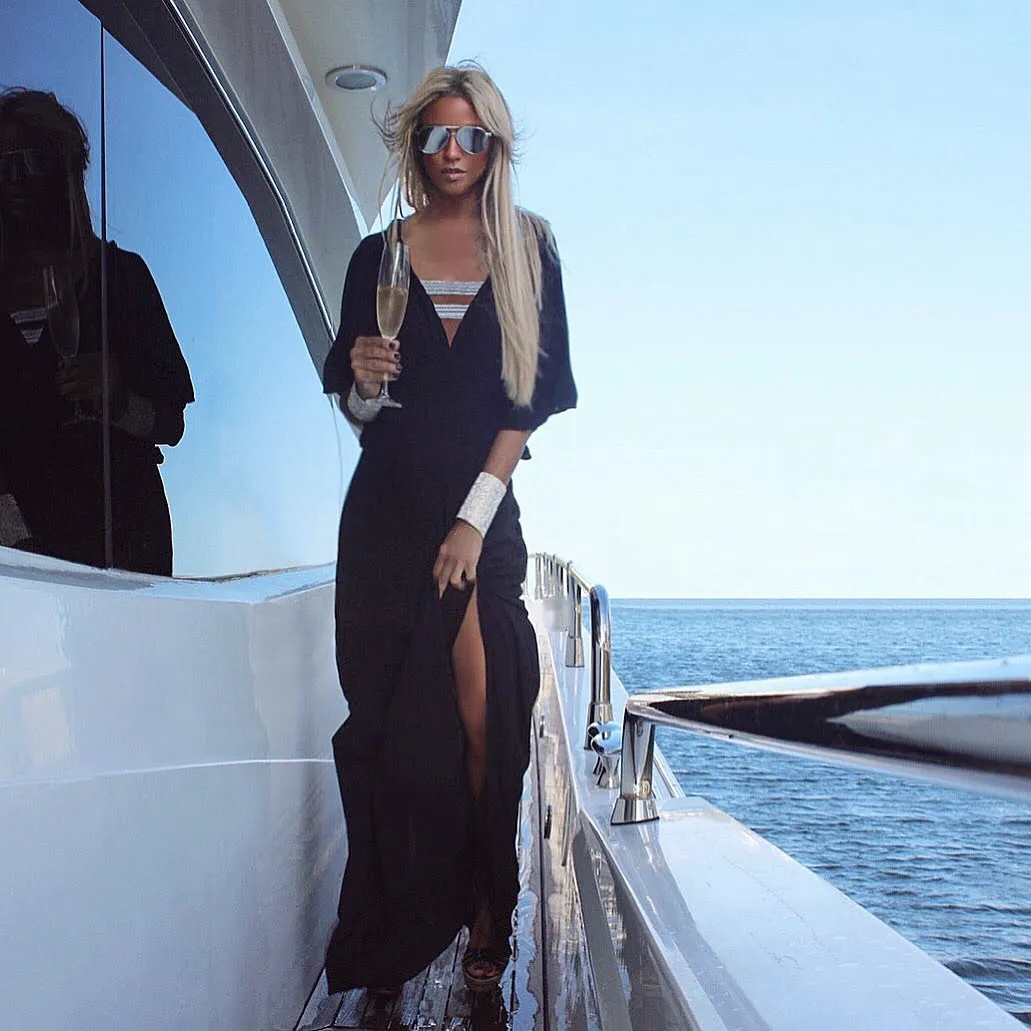 Black Slit Kaftan Dress - The Cannes