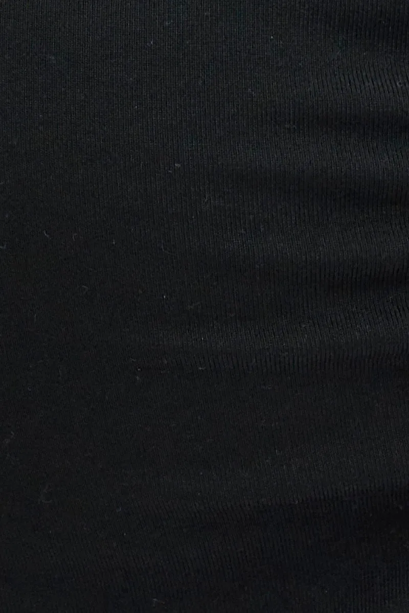 Black Top Long Sleeves Twisted Neck