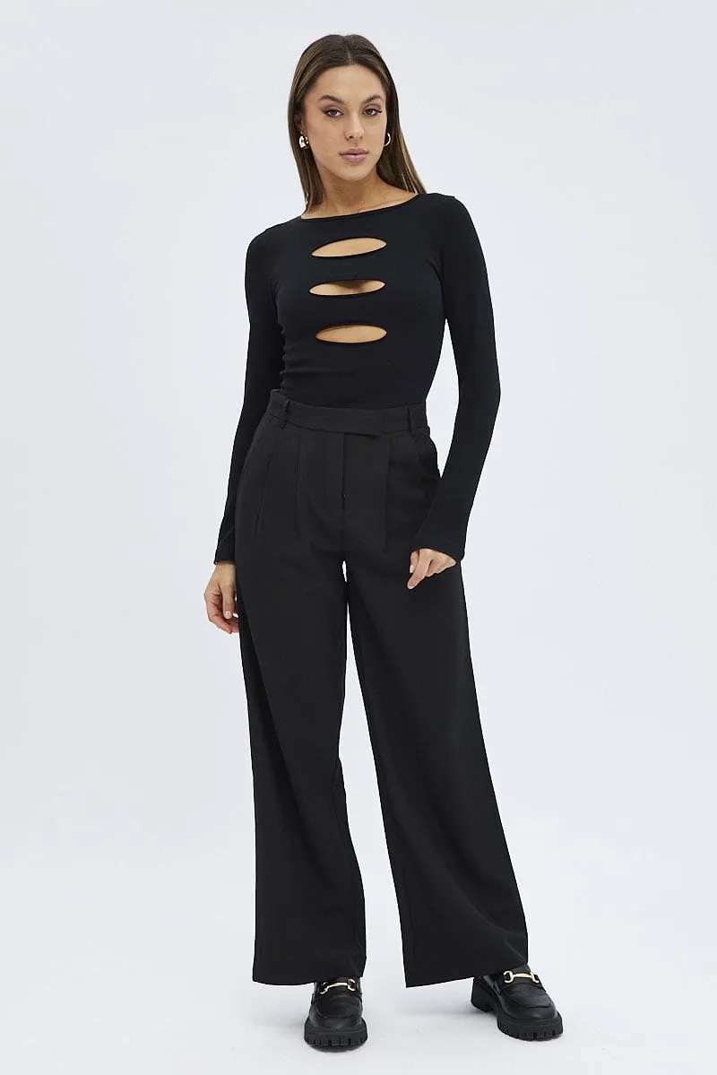 Black Wide Leg Pants Mid Rise