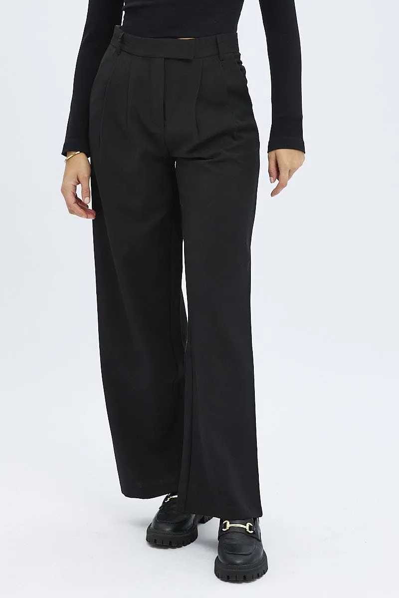 Black Wide Leg Pants Mid Rise
