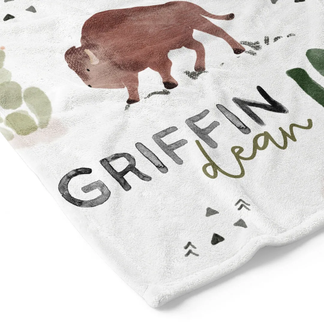 Blake's Bison Personalized Toddler Blanket