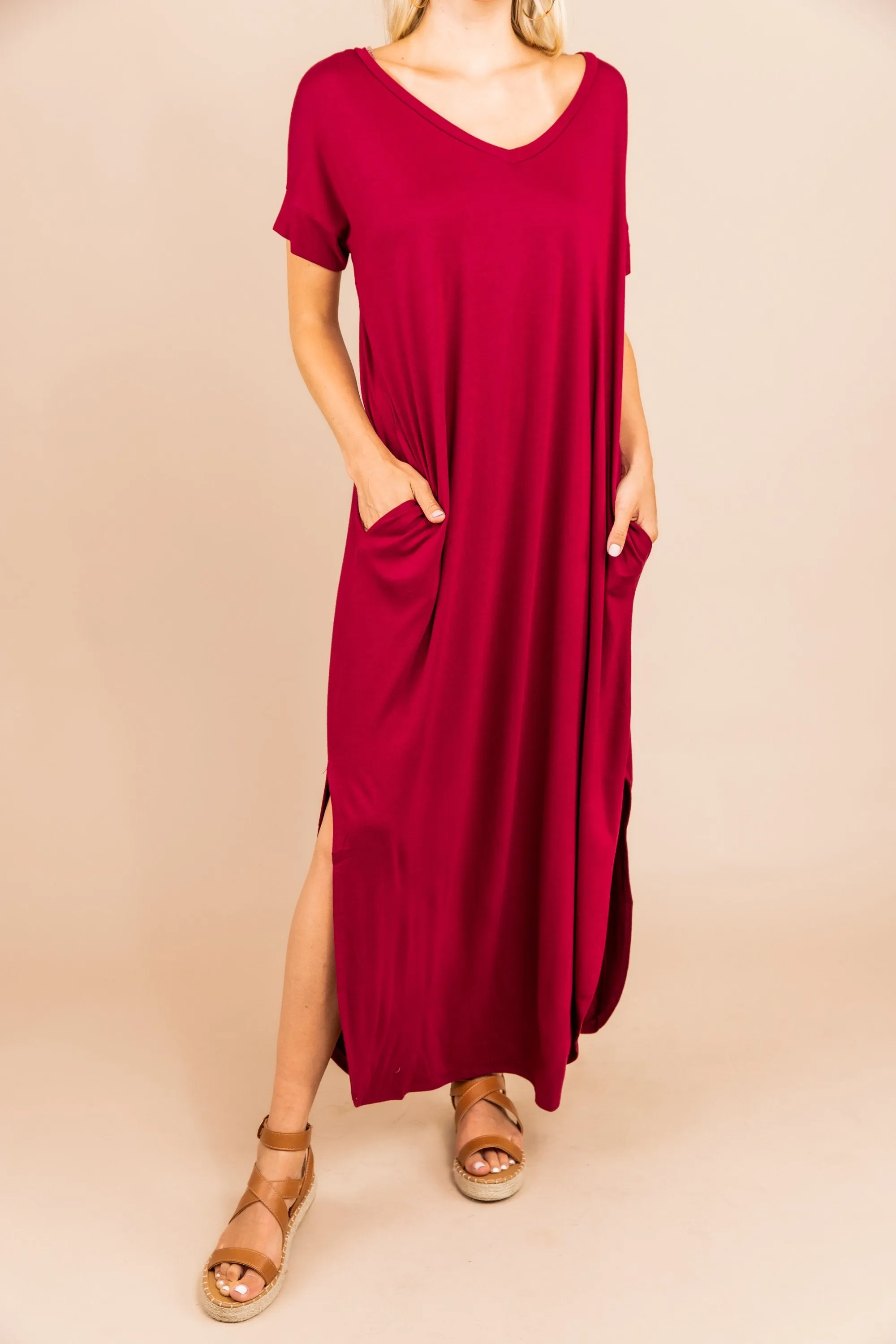 Bring You Home Cabernet Red Maxi Dress