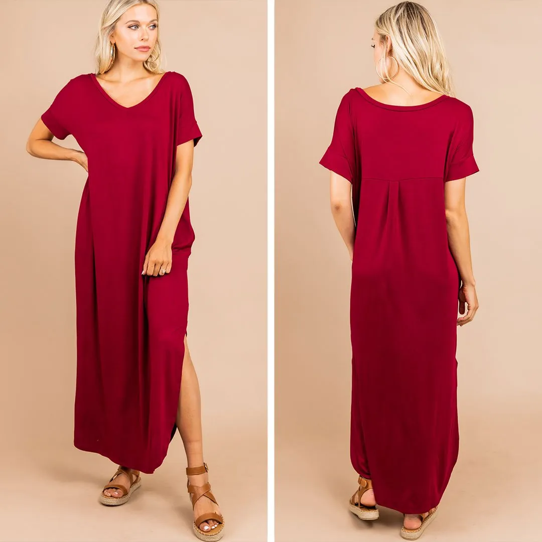 Bring You Home Cabernet Red Maxi Dress
