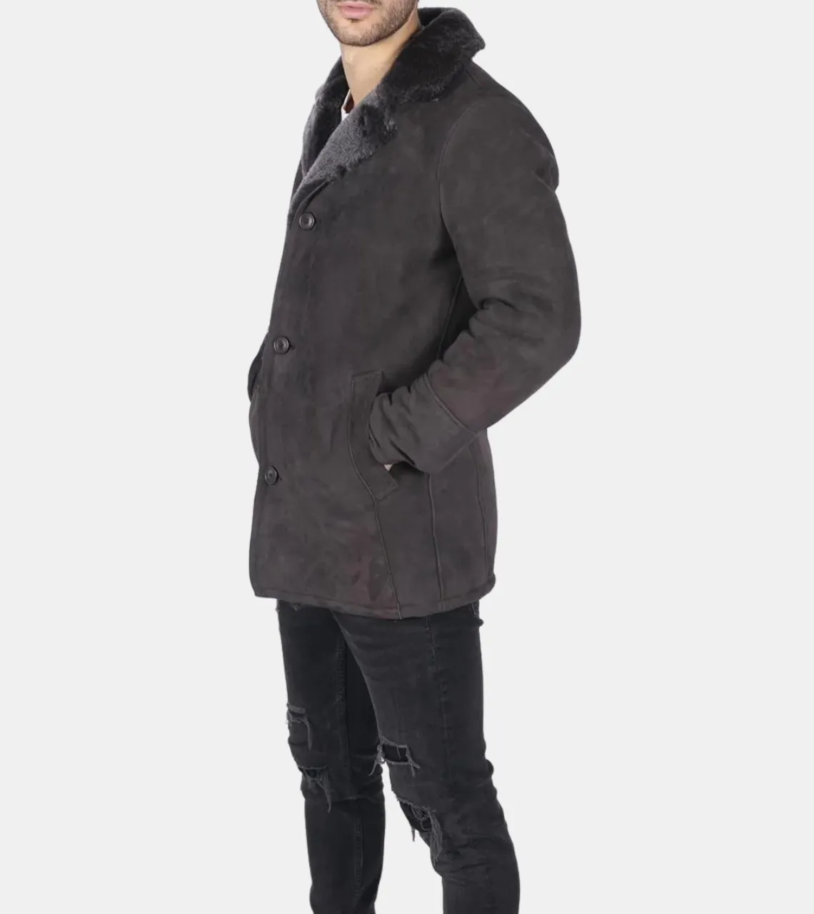 Bronte Men's Brown Shearling Leather Coat