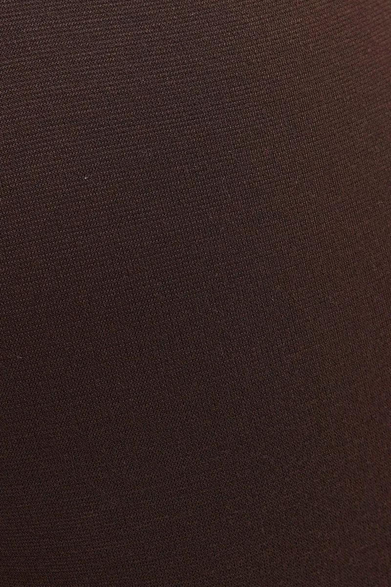 Brown Flare Leg Pants High Rise Ponte