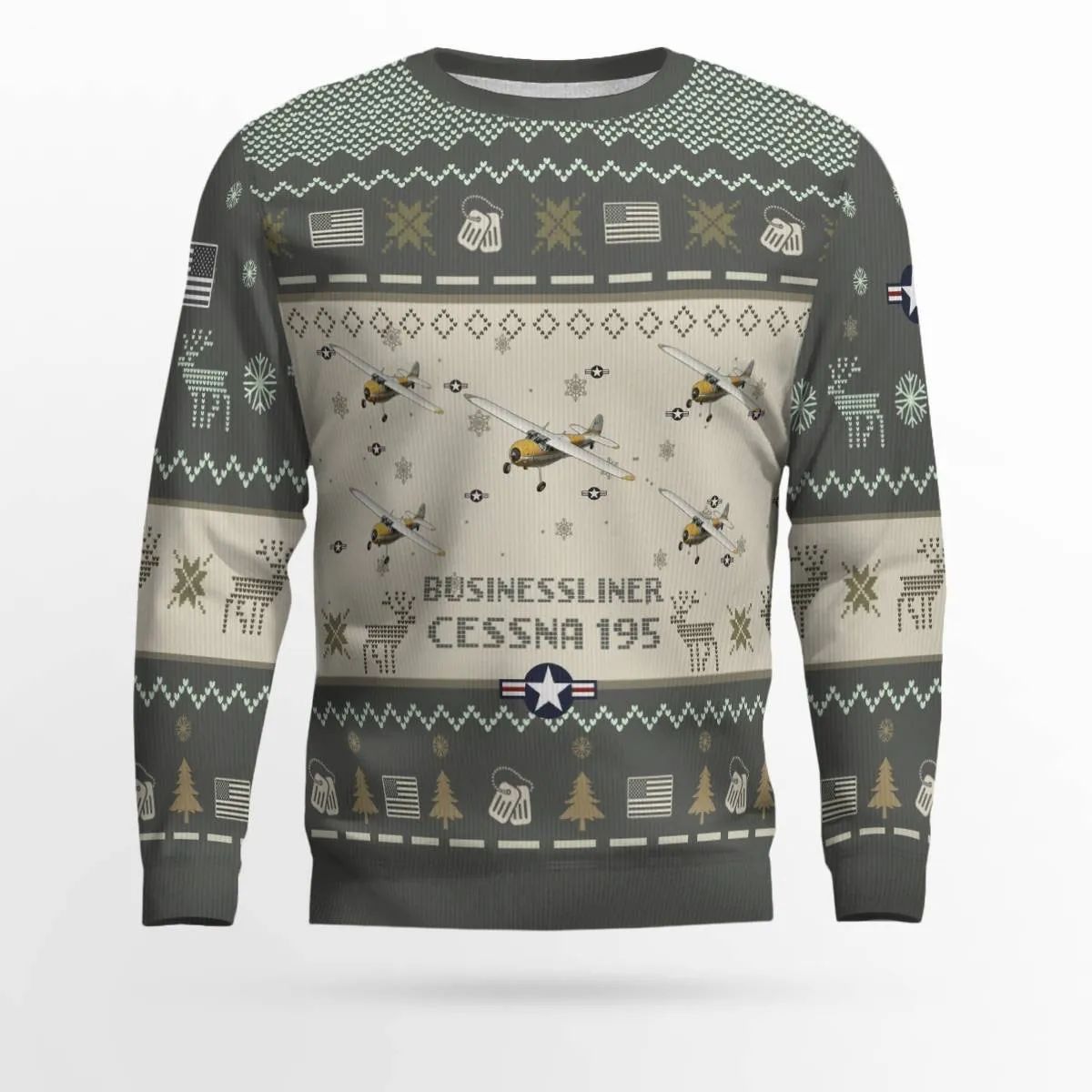 Cessna 195 Businessliner Aircraft Ugly Sweater, Ugly Sweater Christmas Shirt for Men Dad Veteran