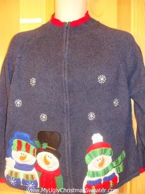 Cheesy Christmas Sweater Snowmen with Curvy Carrot Noses