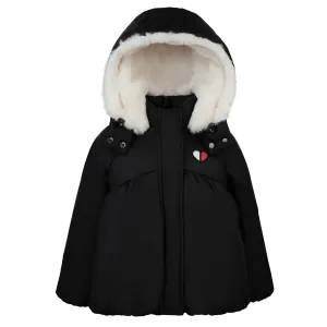 coat high waist puffer with fur lining - black
