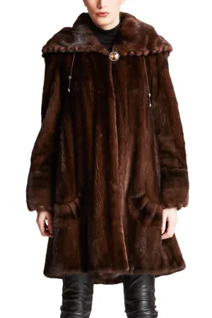 COLWOOD - Mink coat with oversized hood