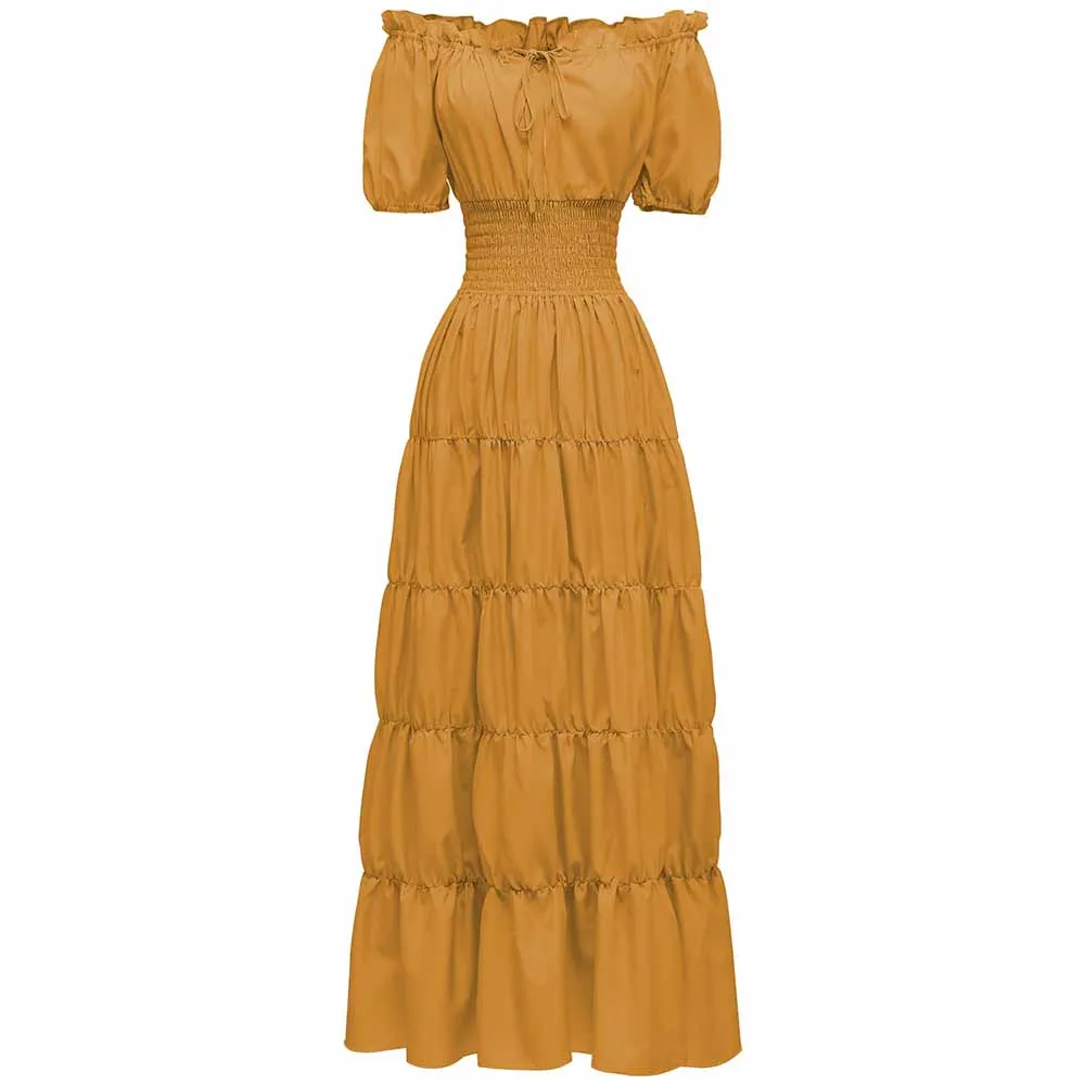Costume Medieval Chemise Dress Pirate Peasant Dress Bohemian Long Dress For Women