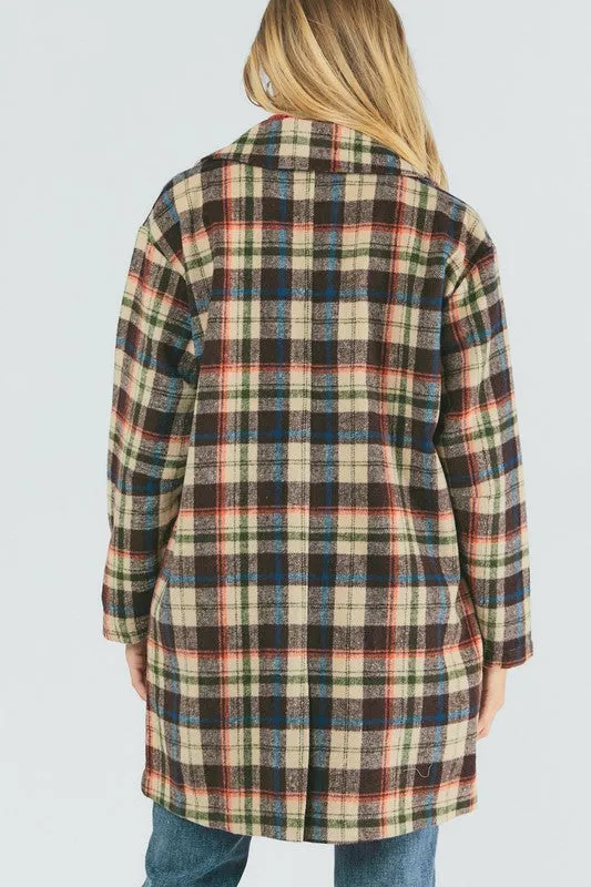 Davi & Dani Oversized Plaid Coat