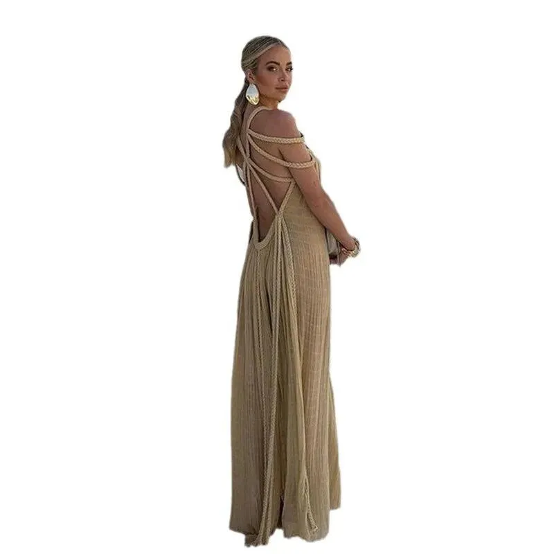 Elegant Lace-Up Maxi Dress: Stylish Statement for Evening Parties