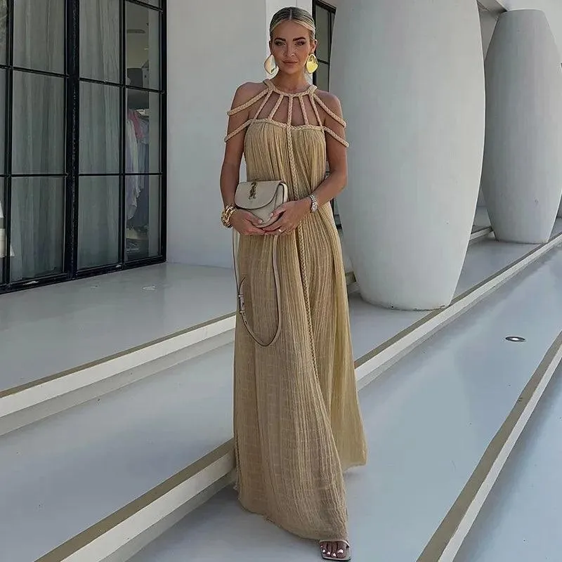Elegant Lace-Up Maxi Dress: Stylish Statement for Evening Parties
