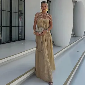 Elegant Lace-Up Maxi Dress: Stylish Statement for Evening Parties