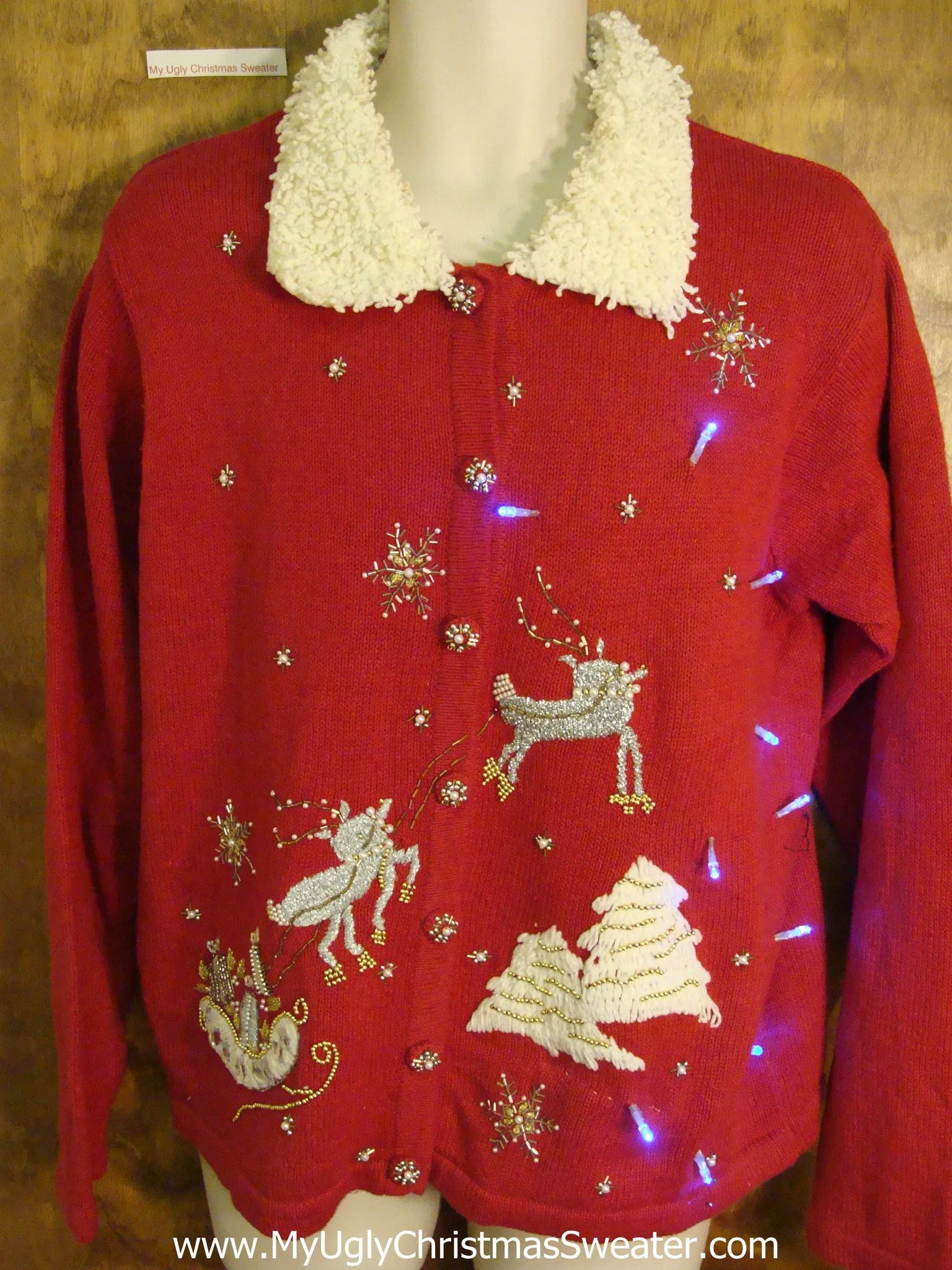 Fancy Flying Reindeer Cute Christmas Sweater with Lights