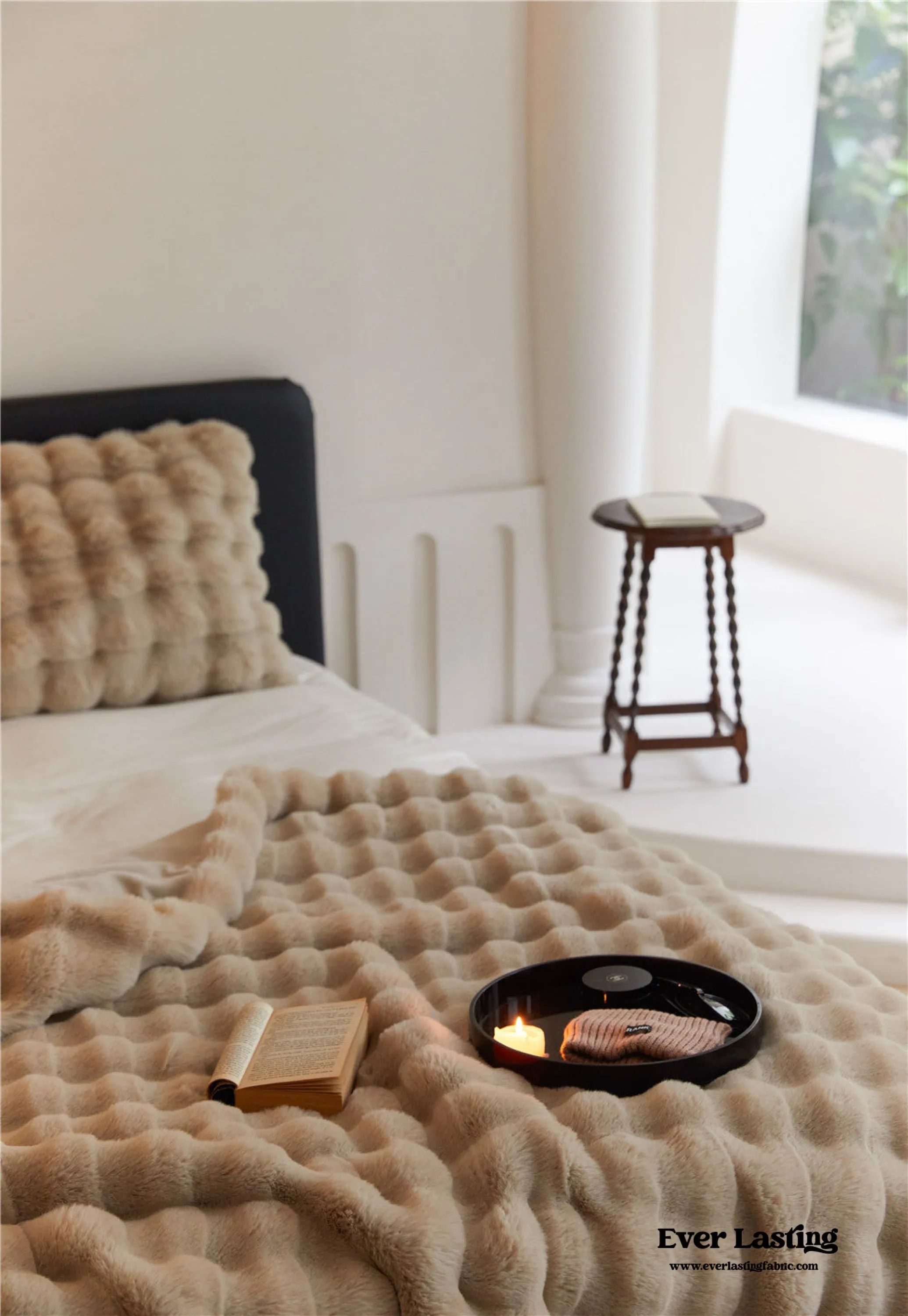 Fluffy Plush Throw Blanket / White